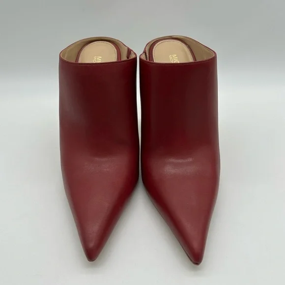 Michael Kors Halle Mule Pump Deep Red Leather Heels | Size 6.5M | New With Box - Picture 5 of 11